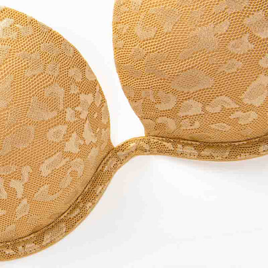 Wingslove Seamless Deep V Push-Up Bra with Padding, Gold