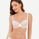Underwire Lace bra Sheer Mesh Unlined, White