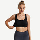Wireless Sports Bra with Criss Cross Back, Black Wingslove