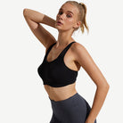 Wireless Sports Bra with Criss Cross Back, Black Wingslove