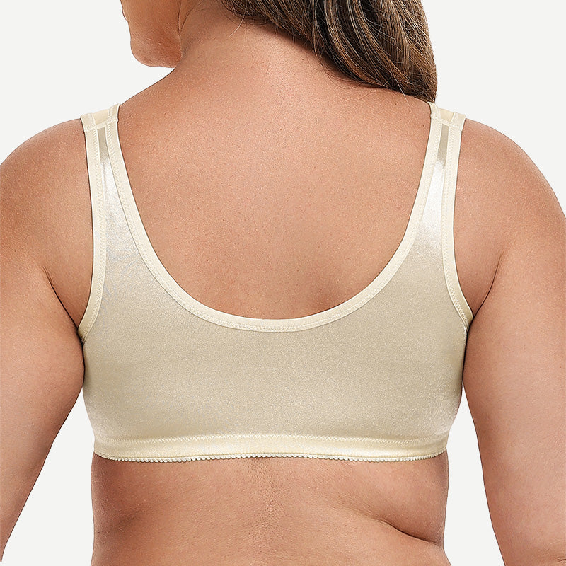Plus Size Front Closure  Hook Wireless Nude Minimizer Bra For Ladies 