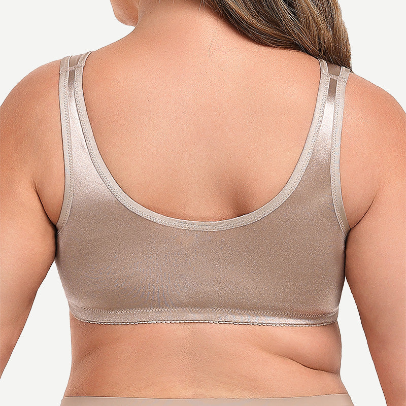 Plus Size Front Closure  Hook Wireless White Minimizer Bra For Ladies Wingslove