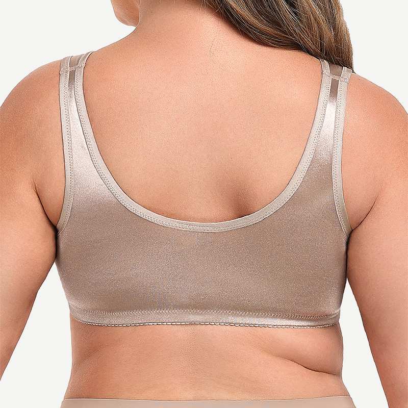 Plus Size Front Closure Hook Wireless Toffee Minimizer Bra