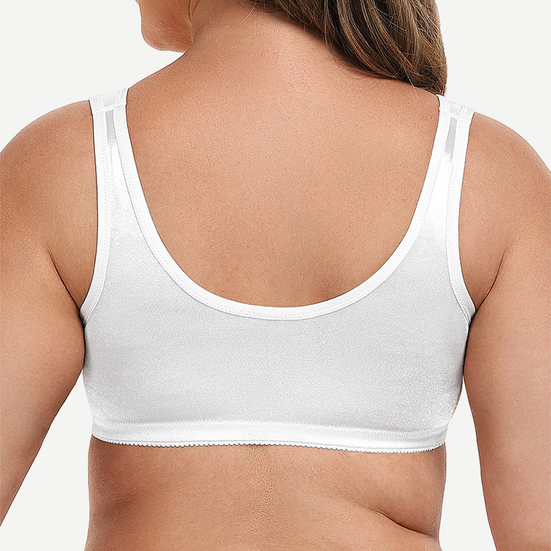 Plus Size Front Closure  Hook Wireless White Minimizer Bra For Ladies Wingslove