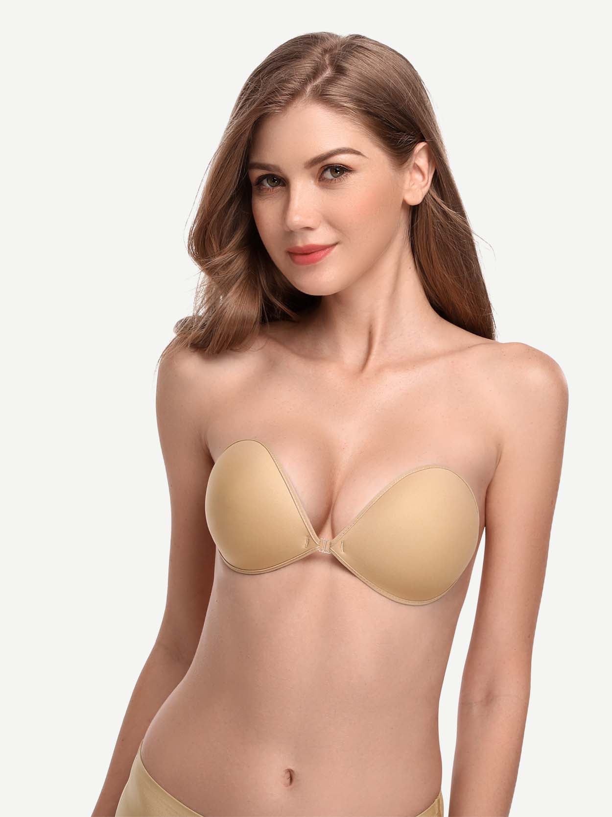 Adhesive Strapless Push Up Sticky Pasty Bra, Nude
