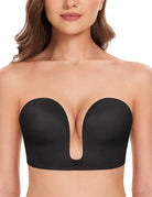 Deep V Wireless Push - Up Bra Black - WingsLove