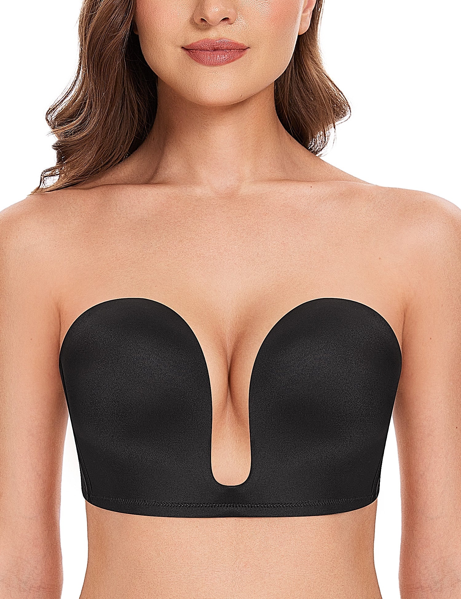 Deep V Wireless Push - Up Bra Black - WingsLove