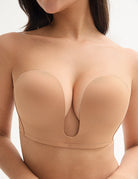 Deep V Wireless Push - Up Bra Brown - WingsLove