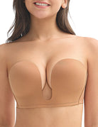 Deep V Wireless Push - Up Bra Brown - WingsLove