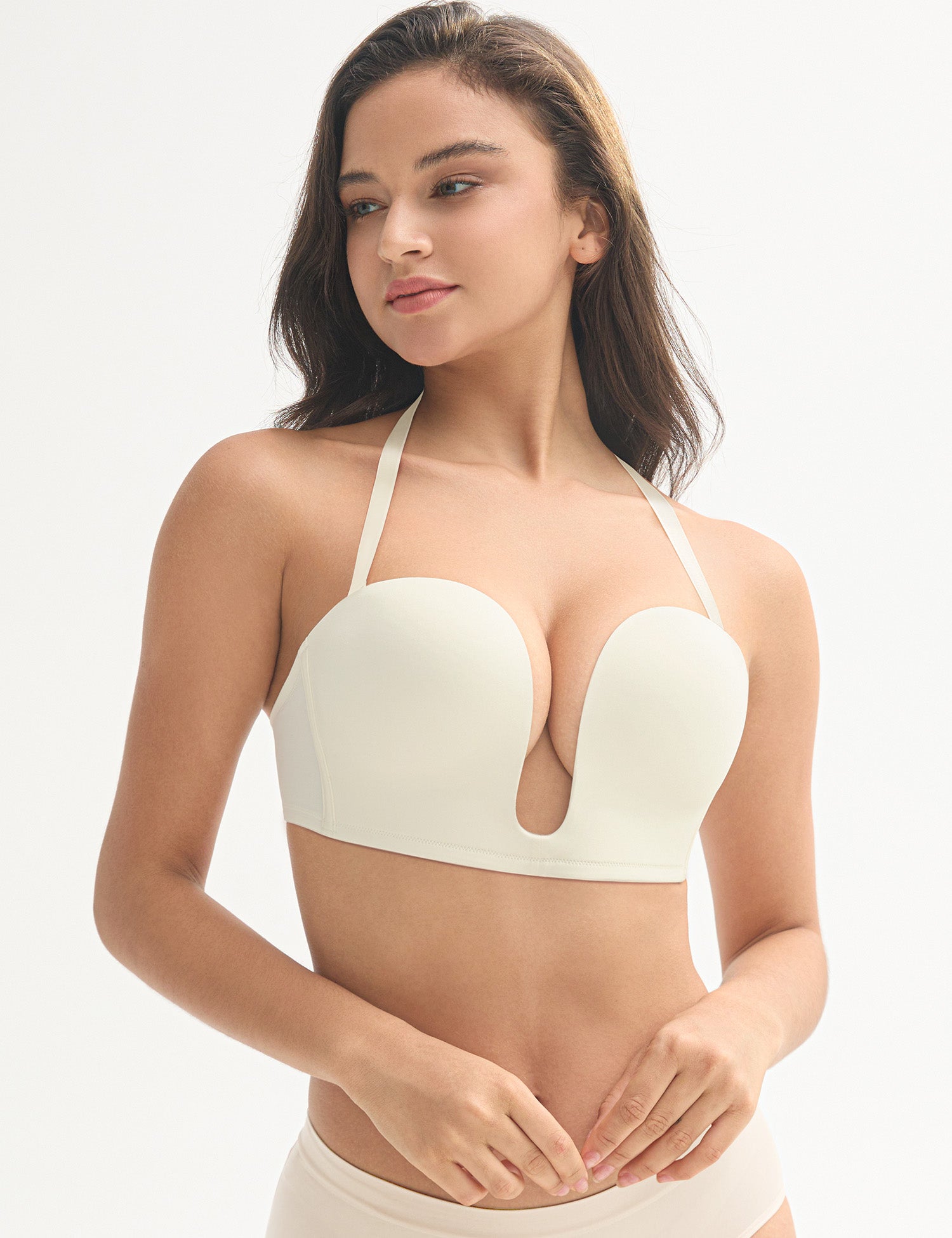 Deep V Wireless Push - Up Bra Ivory - WingsLove