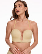 Deep V Wireless Push - Up Bra Nude - WingsLove