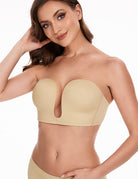 Deep V Wireless Push - Up Bra Nude - WingsLove