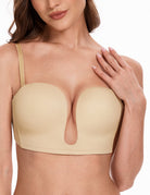 Deep V Wireless Push - Up Bra Nude - WingsLove