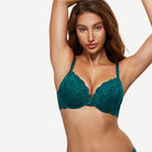 floral-lace-push-up-lightly-padded-demi-plunge-bra Green Wingslove