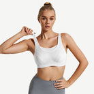 Full Coverage High Support Impact Solid wirefree Sports Bra White