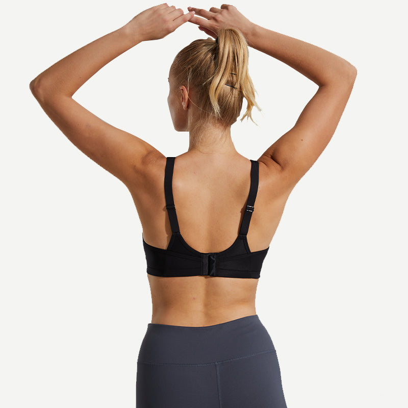 Full Coverage High Support Solid Sports Yoga Bra Black