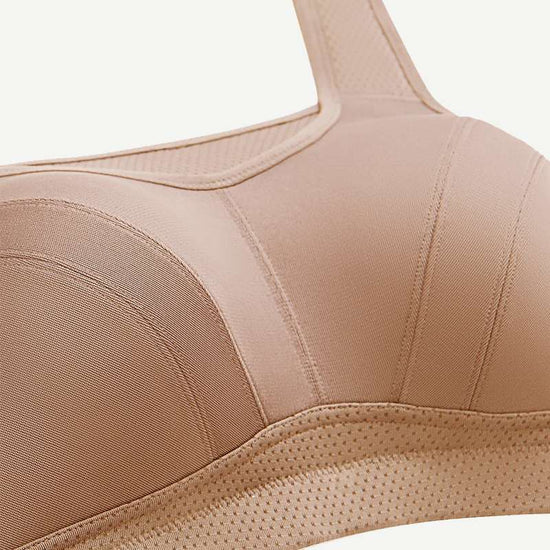 Full Coverage High Support Solid Stress Reliever Sports Bra Nude