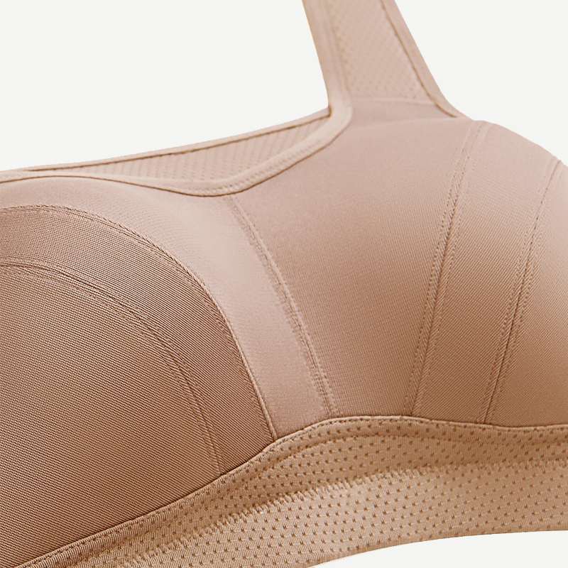 Full Coverage High Support Solid Stress Reliever Sports Bra Nude