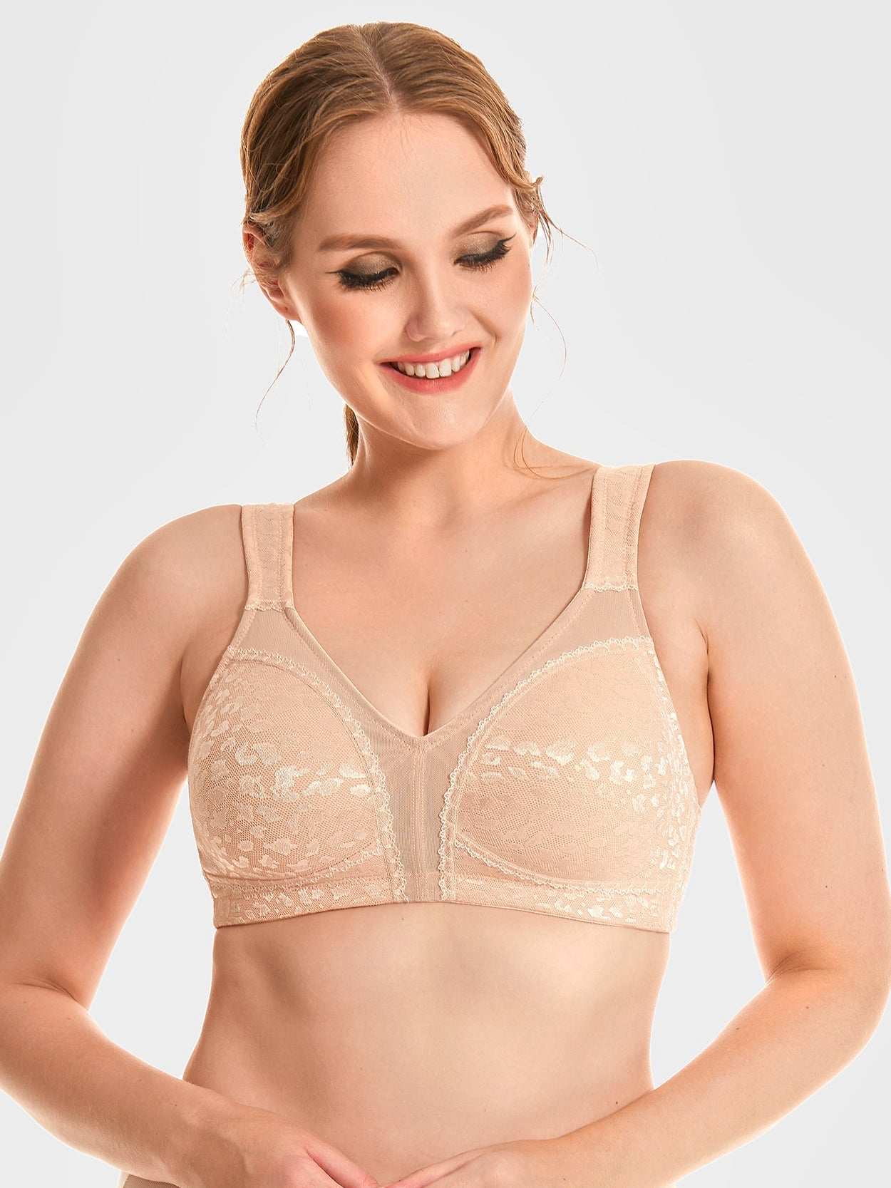 Full Coverage Minimizer Bra Wire-free, Pink Nude Leopard