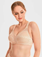 Full Coverage Minimizer Bra Wire-free, Pink Nude Leopard