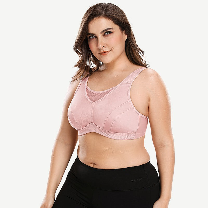 Plus Size High Impact Large Bust Full Coverage Workout Bras Pink