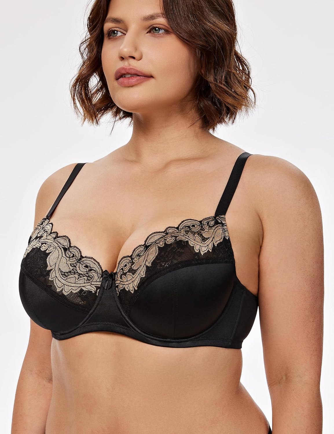 Plus Size Lace Mesh Underwired Full Coverage Shelf Bra - WingsLove