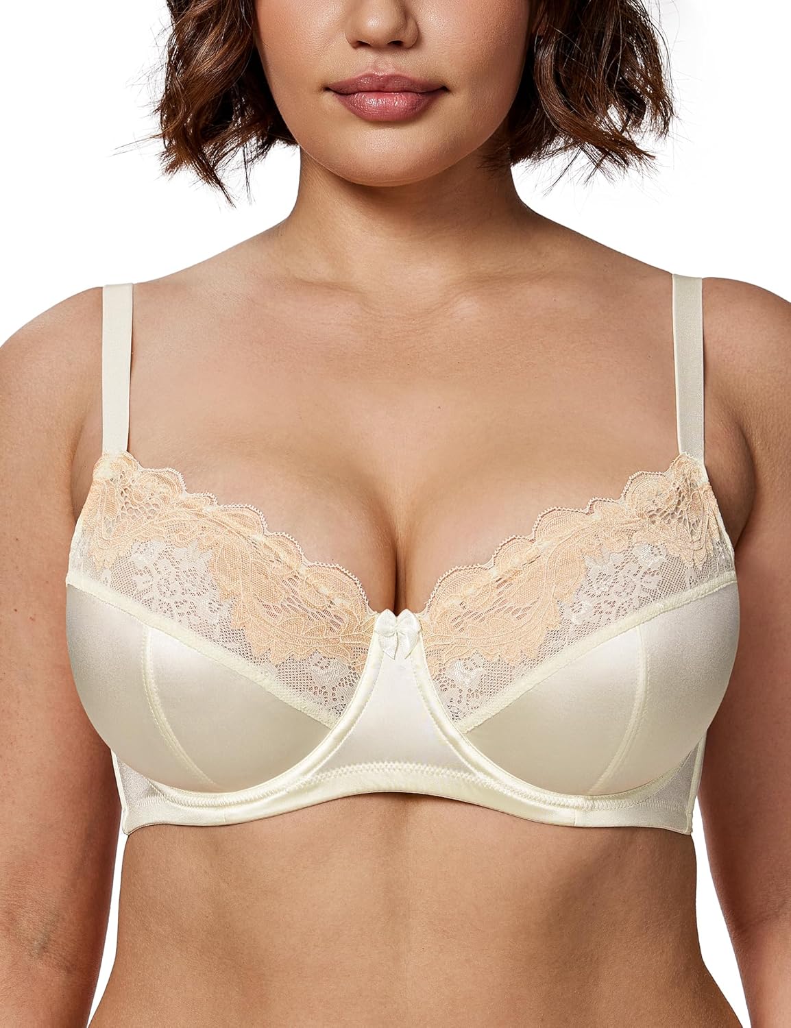 Plus Size Lace Mesh Underwired Full Coverage Shelf Bra - WingsLove