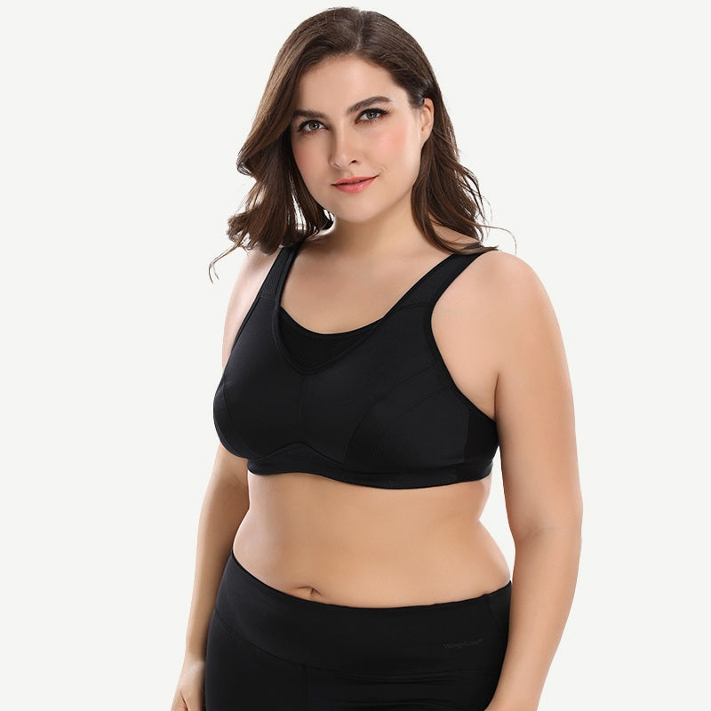Plus Size Non Padded Yoga Wirefree Sports Bra Black