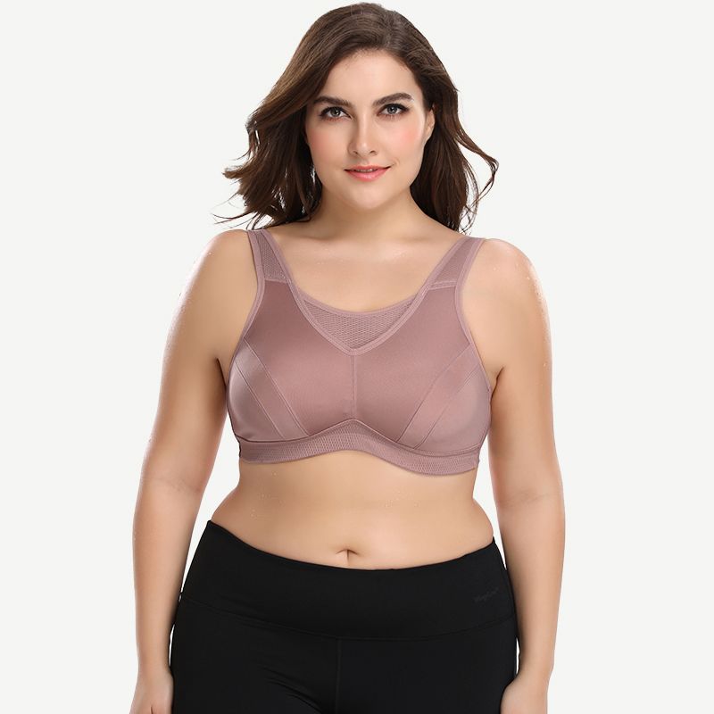 Plus Size Solid Absorb Breathable Sports Bra Amber