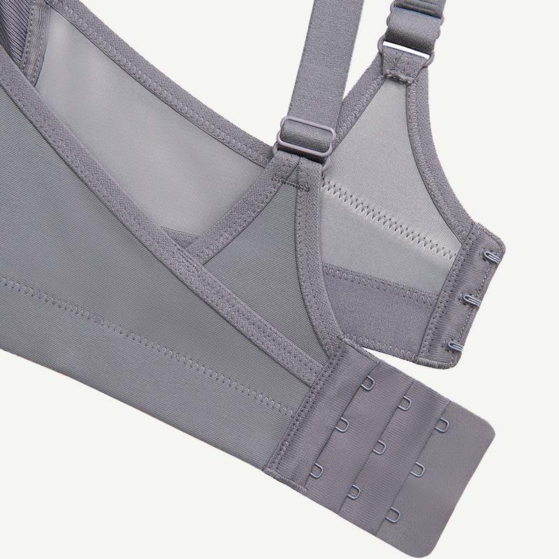 Plus Size Solid wirefree Absorb Breathable Sports Bra Grey