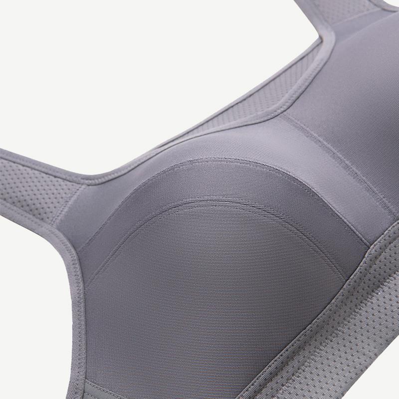 Plus Size Solid wirefree Absorb Breathable Sports Bra Grey