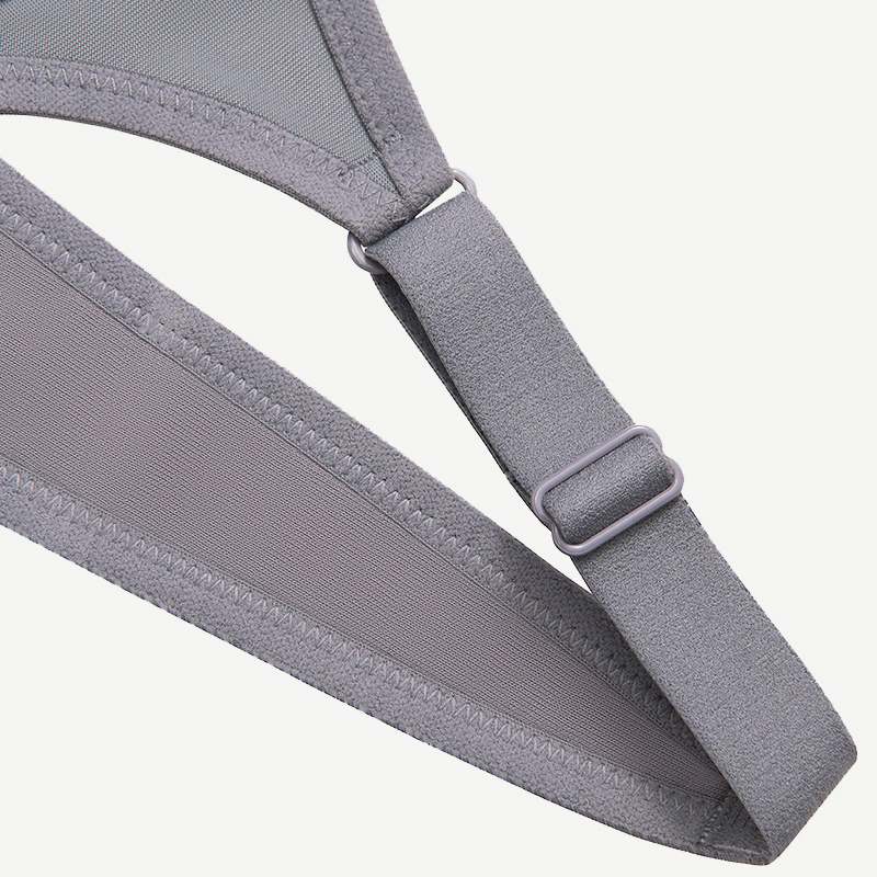 Plus Size Solid wirefree Absorb Breathable Sports Bra Grey