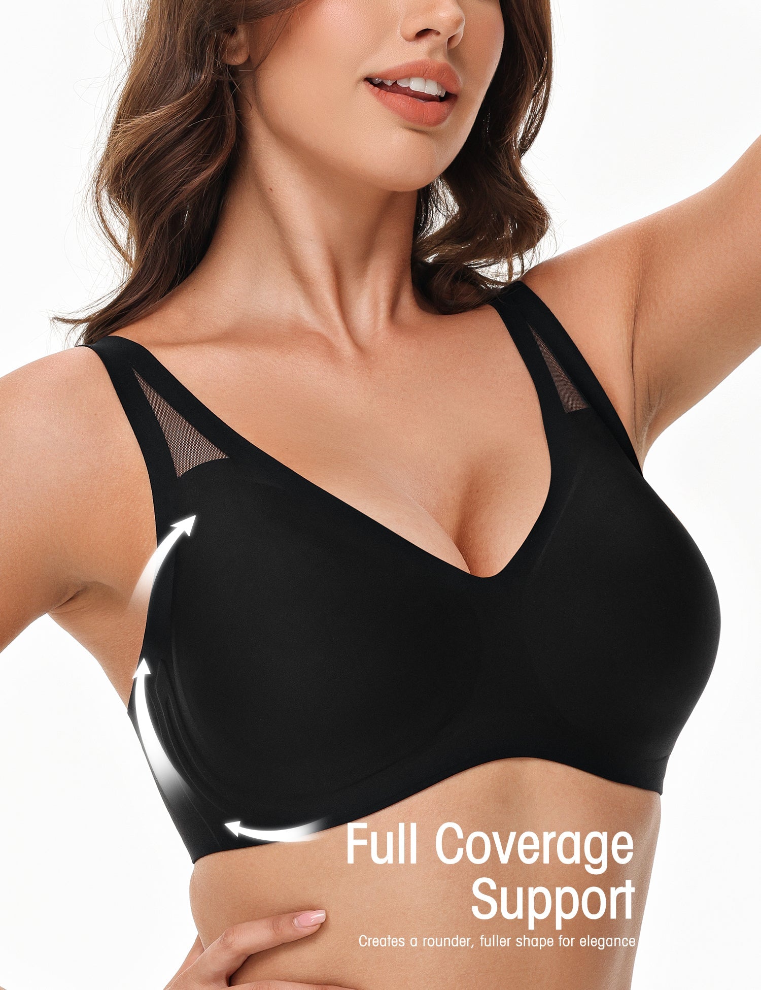 Seamless Wireless V - Neck Bra Black - WingsLove