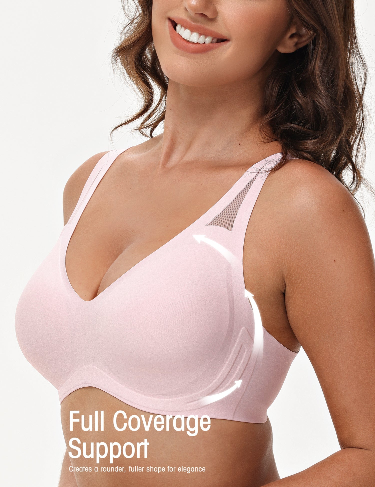 Seamless Wireless V - Neck Bra Light Pink - WingsLove