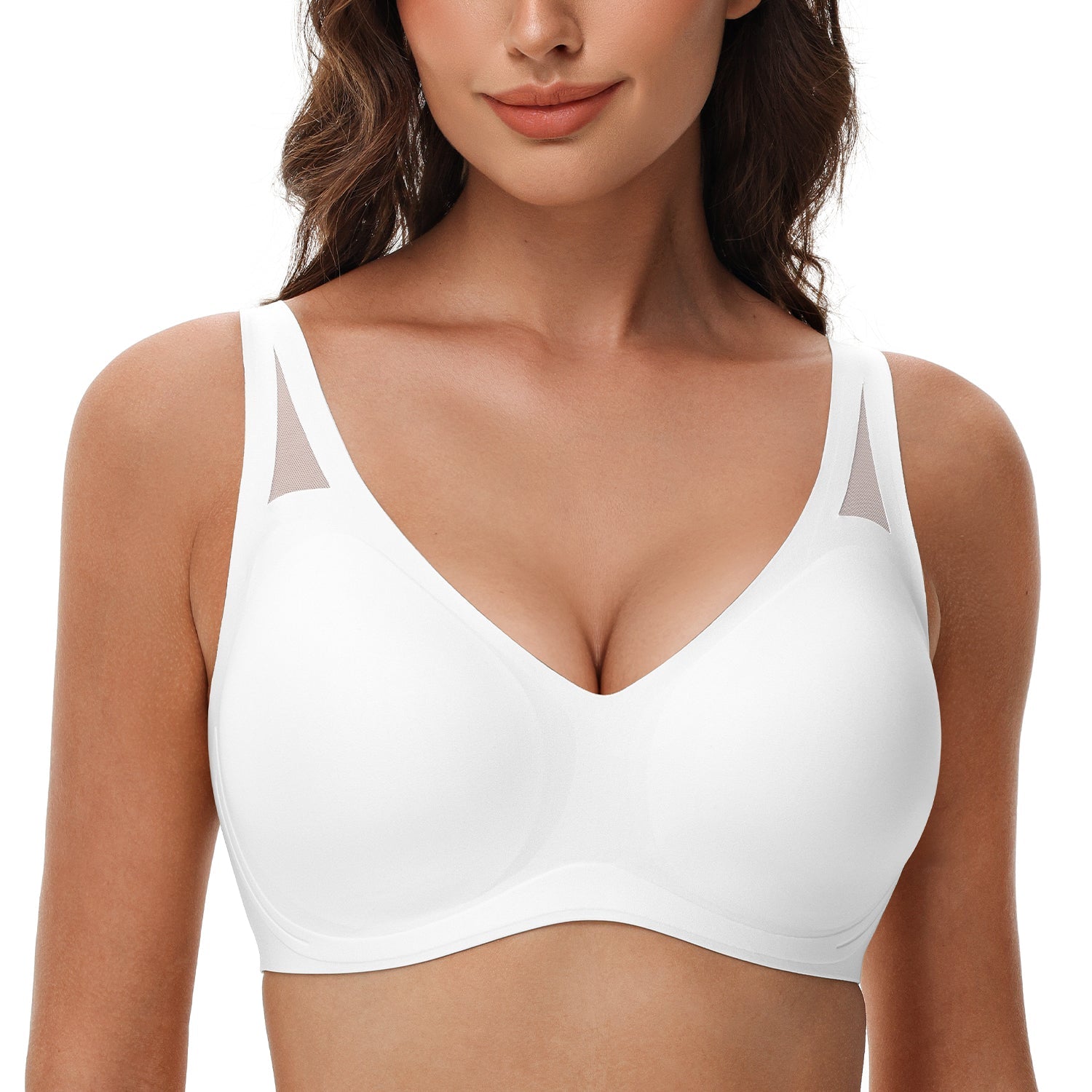 Seamless Wireless V - Neck Bra White - WingsLove