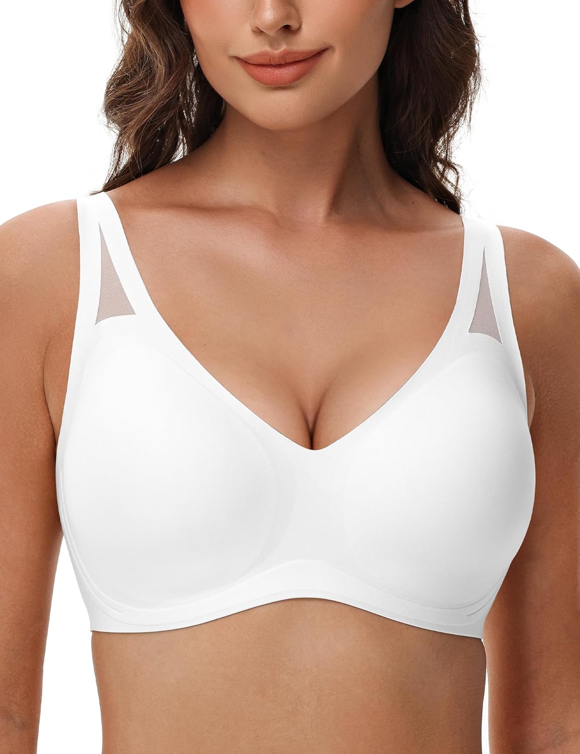 Seamless Wireless V - Neck Bra White - WingsLove
