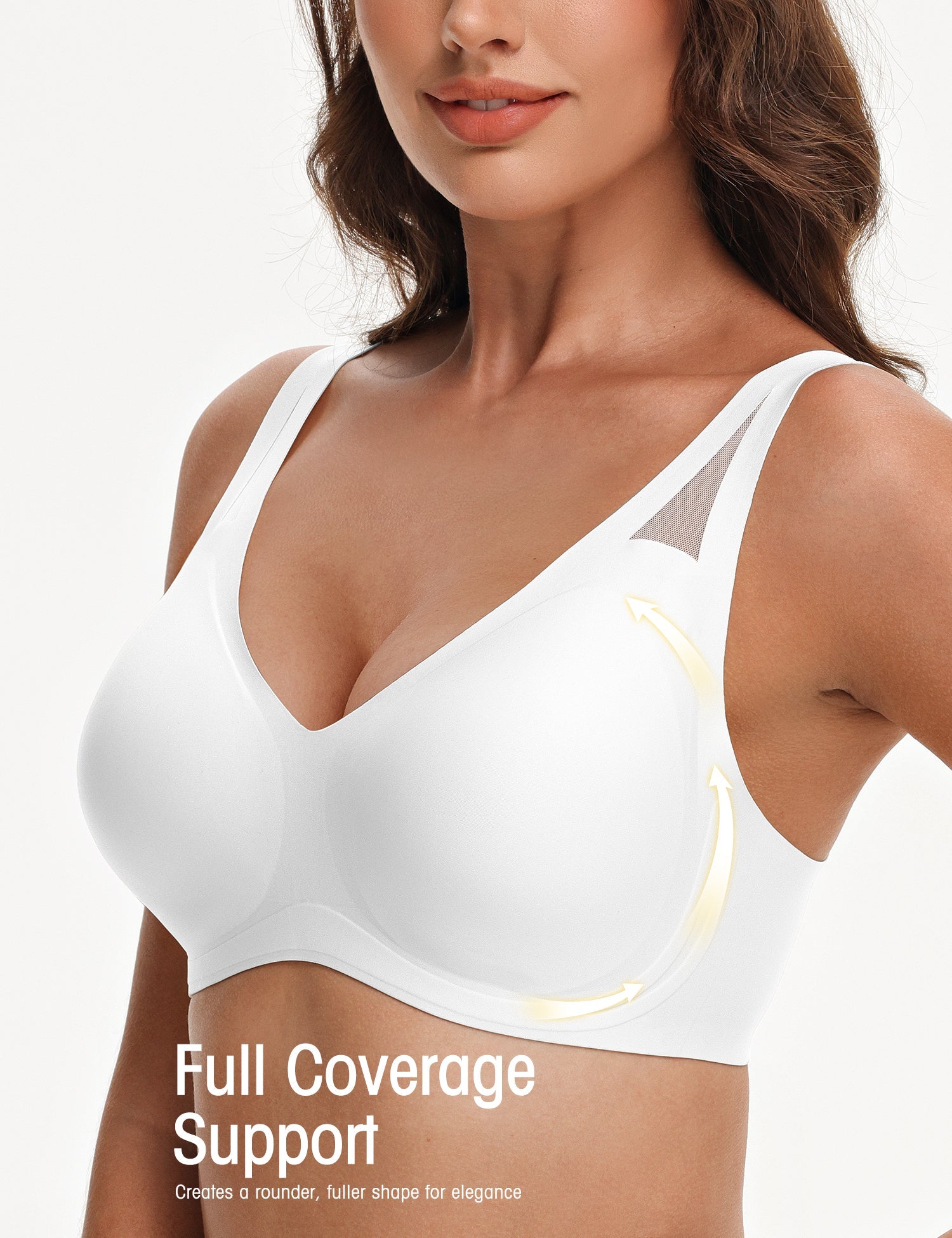 Seamless Wireless V - Neck Bra White - WingsLove