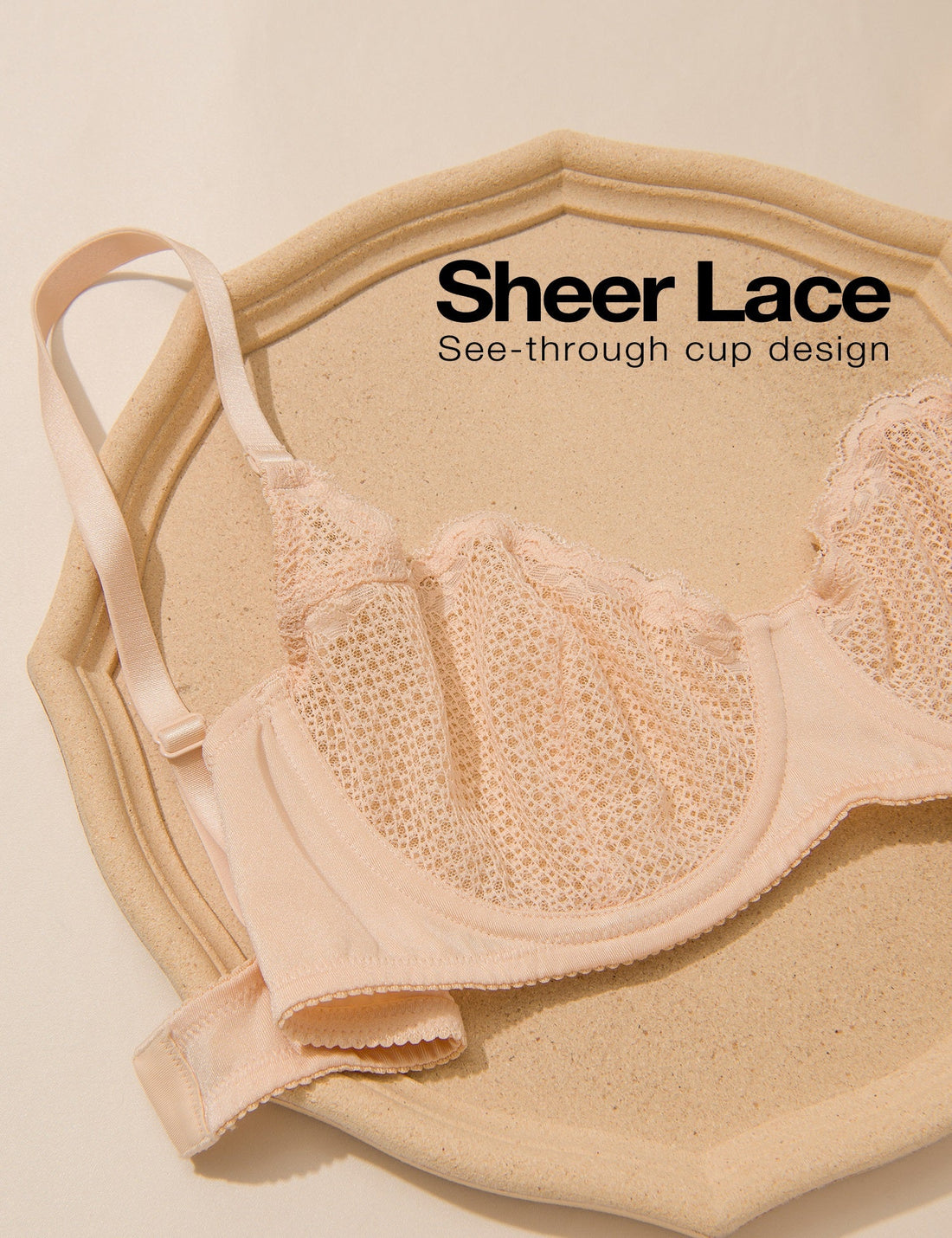 Sexy Lace Mesh Balconette See Through Bralette Half Cup Sheer Bras Nud ...