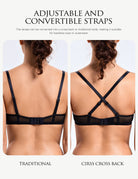 Sheer Lace Underwire Unlined Mesh & Adjustable Straps Black - WingsLove