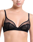 Sheer Lace Underwire Unlined Mesh & Adjustable Straps Black - WingsLove