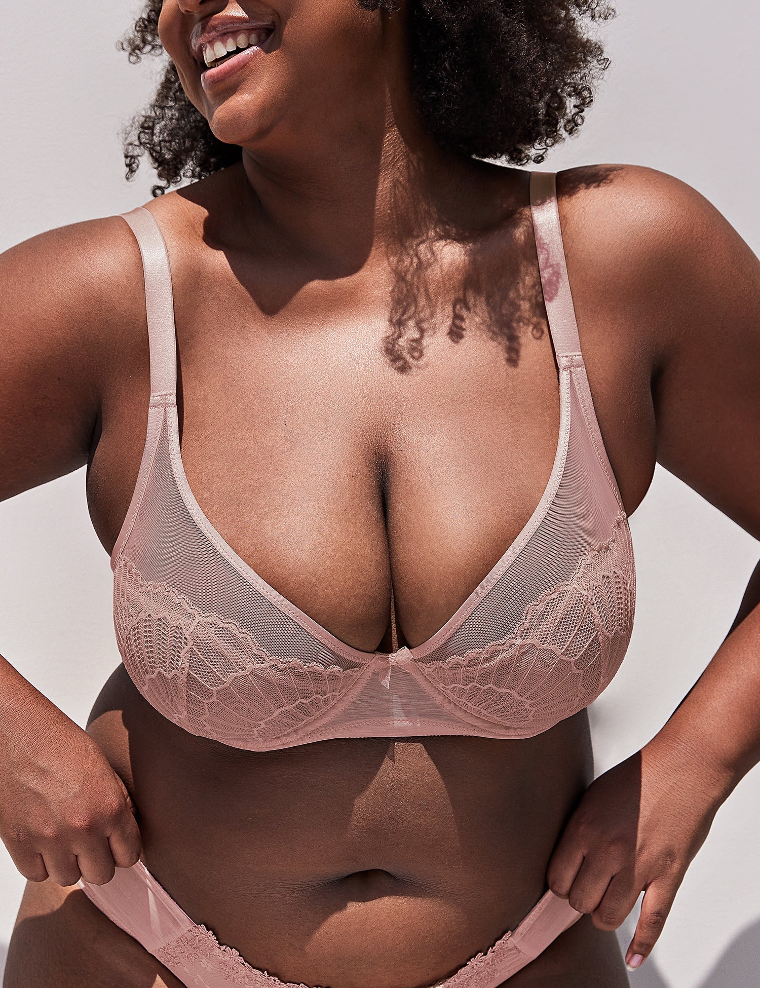 Sheer Lace Underwire Unlined Mesh & Adjustable Straps Bra Rose Pink - WingsLove