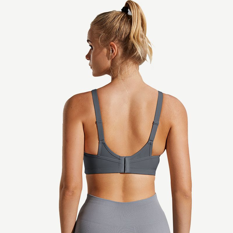 Full Coverage Solid Absorb Wirefree Breathable Sports Bra Grey