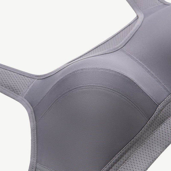 Full Coverage Solid Absorb Wirefree Breathable Sports Bra Grey