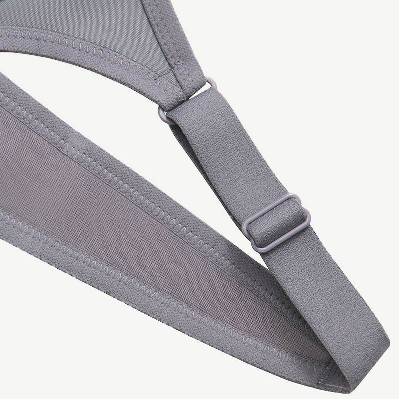 Full Coverage Solid Absorb Wirefree Breathable Sports Bra Grey