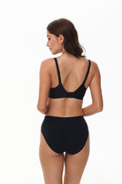 Wingslove black seamless bra shown from behind, with wide no-slip straps and breathable fabric