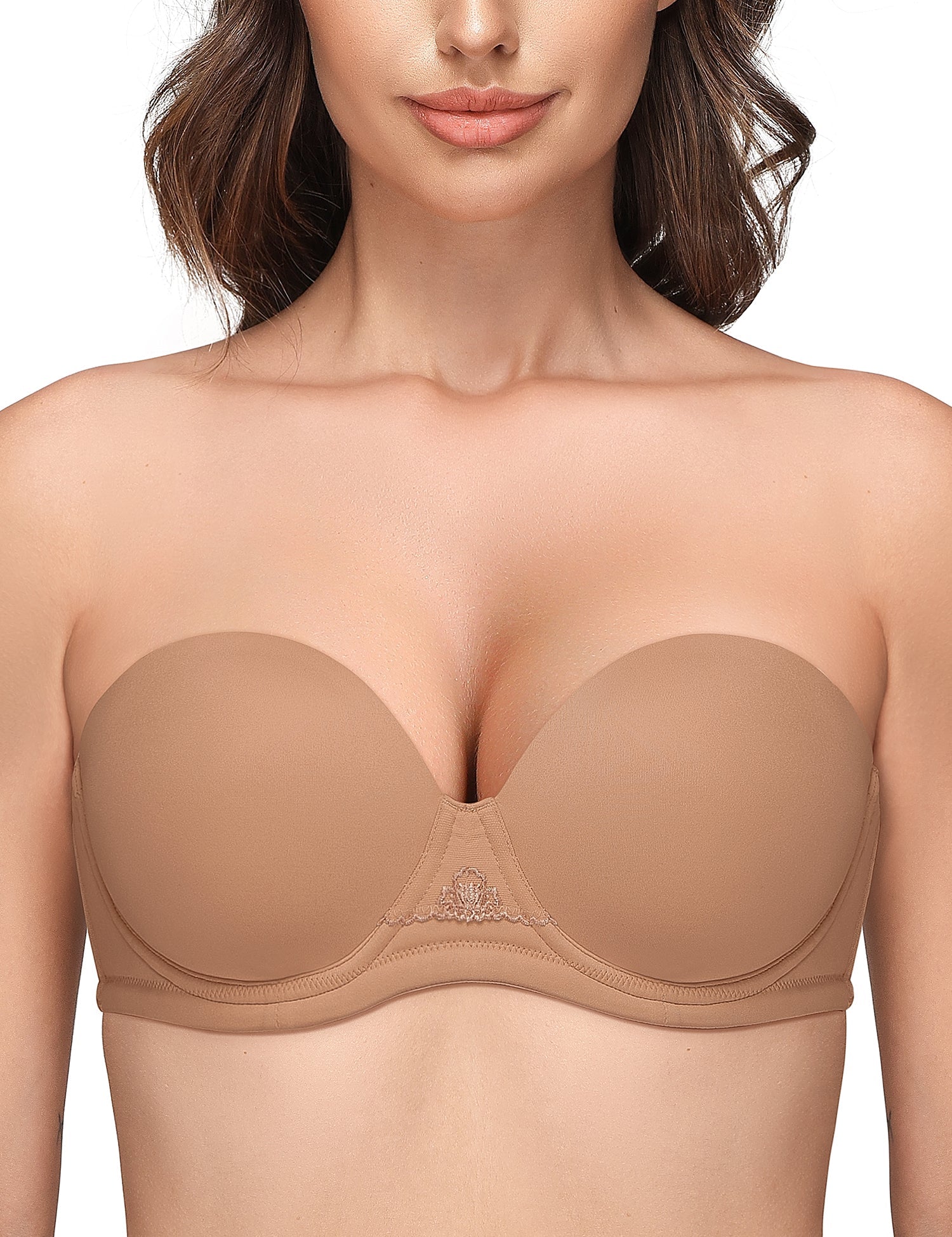 Wingslove Women's Strapless Full Figure Bra Underwire Multiway Contour Plus Size Bra Nude - WingsLove