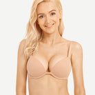 wingslove Deep V Padded Push Up Bra with Underwire, Pink Nude