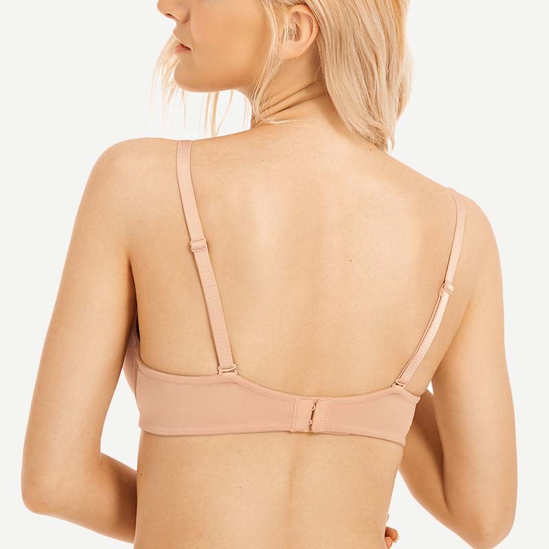 wingslove Deep V Padded Push Up Bra with Underwire, Pink Nude