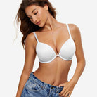 wingslove Deep V Padded Push Up Bra with Underwire, White