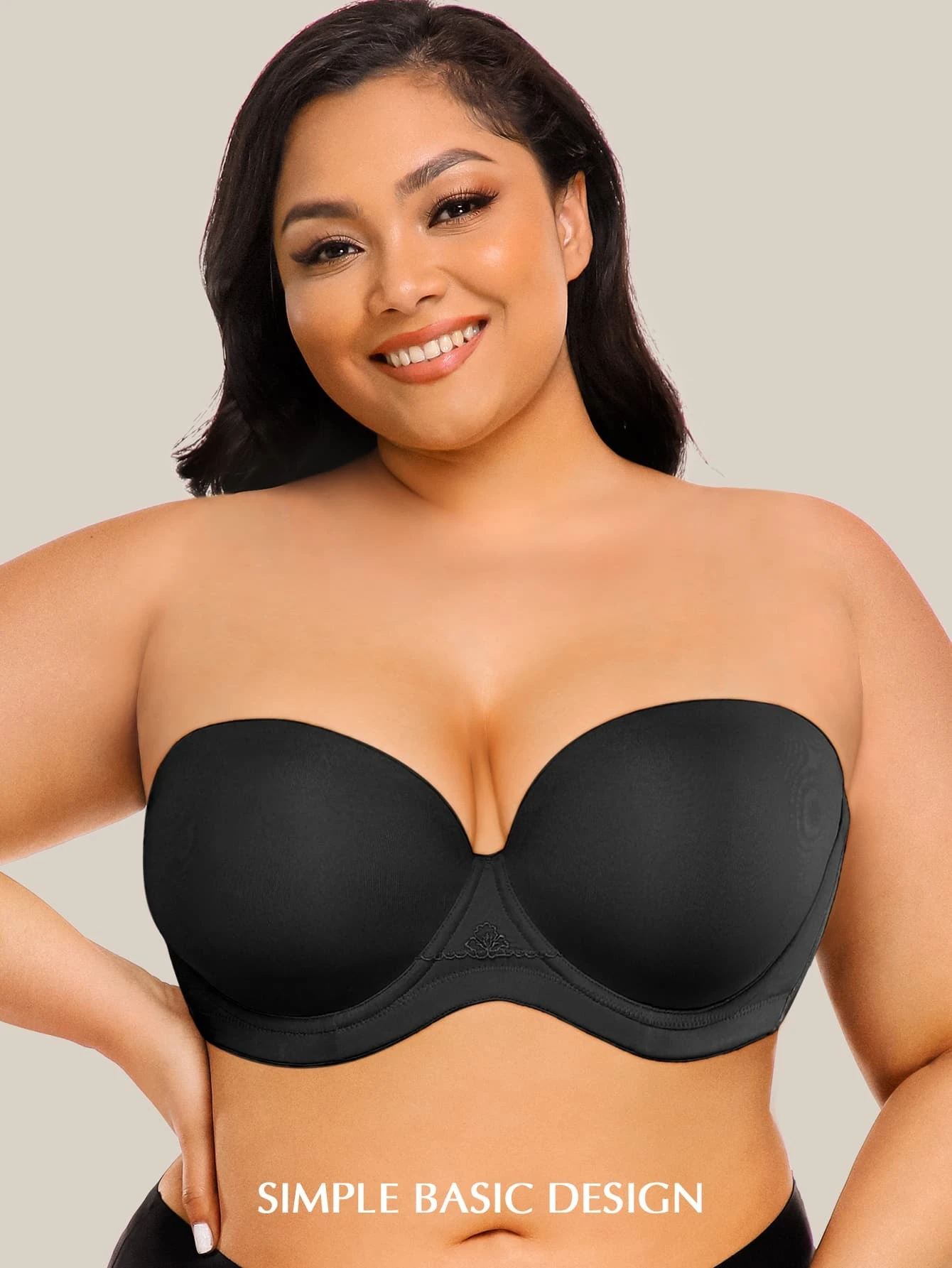Exclare Women's Multiway Strapless Lace Bra Full Figure Underwire Contour  Beauty Back Plus Size Bra(Black,38C)